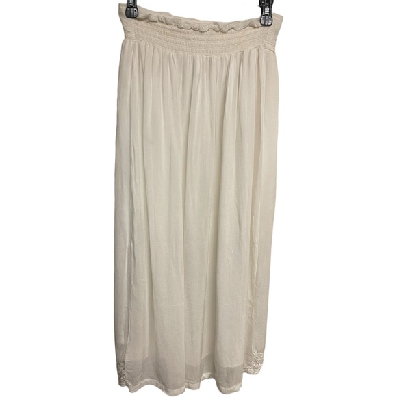 ZARA Maxi Shirt Crinkle Chiffon Pull On Embroidered Waist/Hem Lined Size Small - Picture 2 of 10